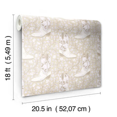 Cowgirl Like Me Beige Peel and Stick Wallpaper - dimensions