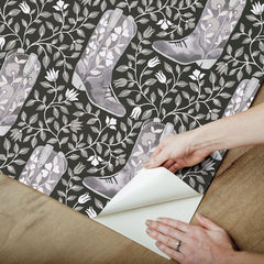 Cowgirl Like Me Black Peel and Stick Wallpaper - how to peel