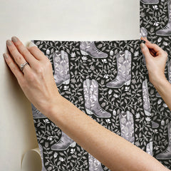 Cowgirl Like Me Black Peel and Stick Wallpaper - how to stick
