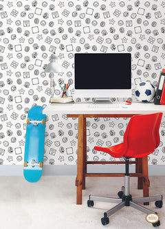 Nintendo Super Mario Power Up Icons P&S Wallpaper in a room setting