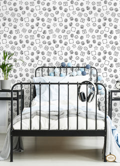 Nintendo Super Mario Power Up Icons P&S Wallpaper in a room setting