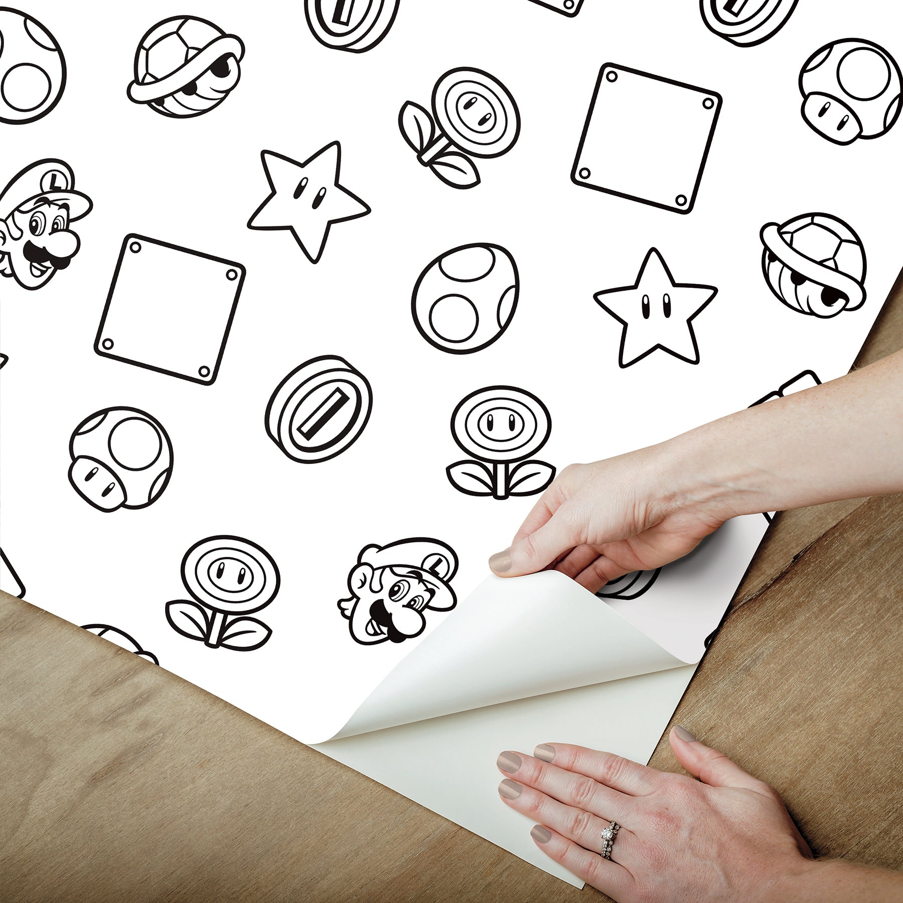 Nintendo Super Mario Power Up Icons P&S Wallpaper peel step