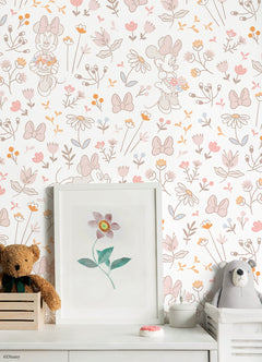 Disney Minnie Mouse Pretty as a Flower P&S Wallpaper in a room setting