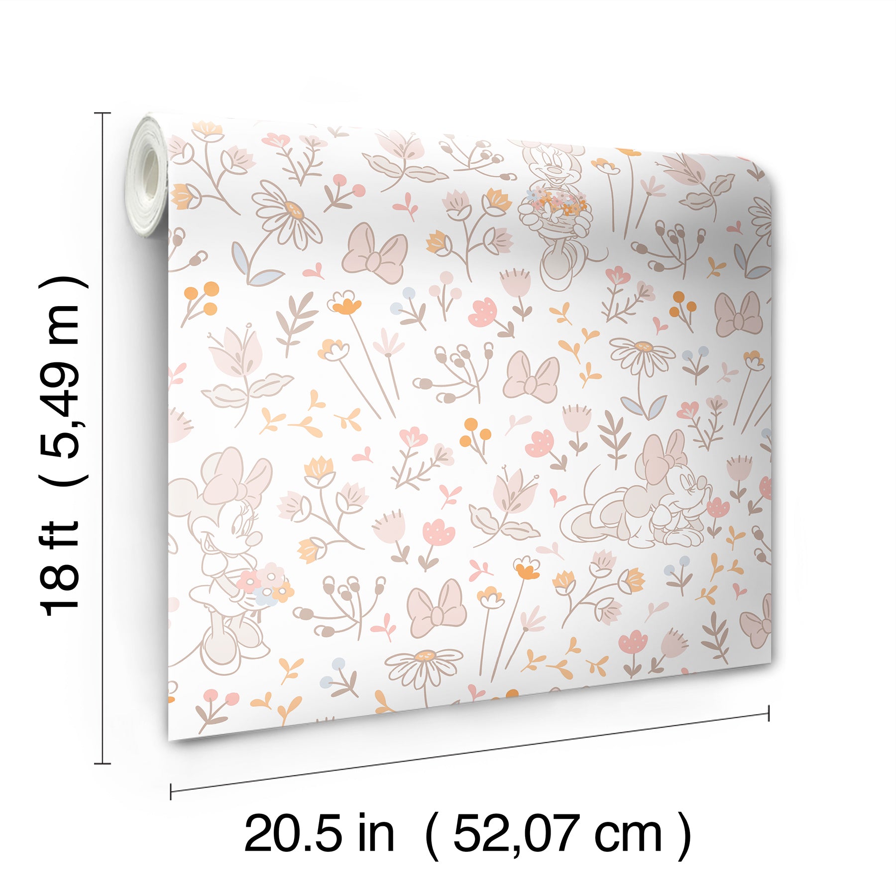 Disney Minnie Mouse Pretty as a Flower P&S Wallpaper - dimensions