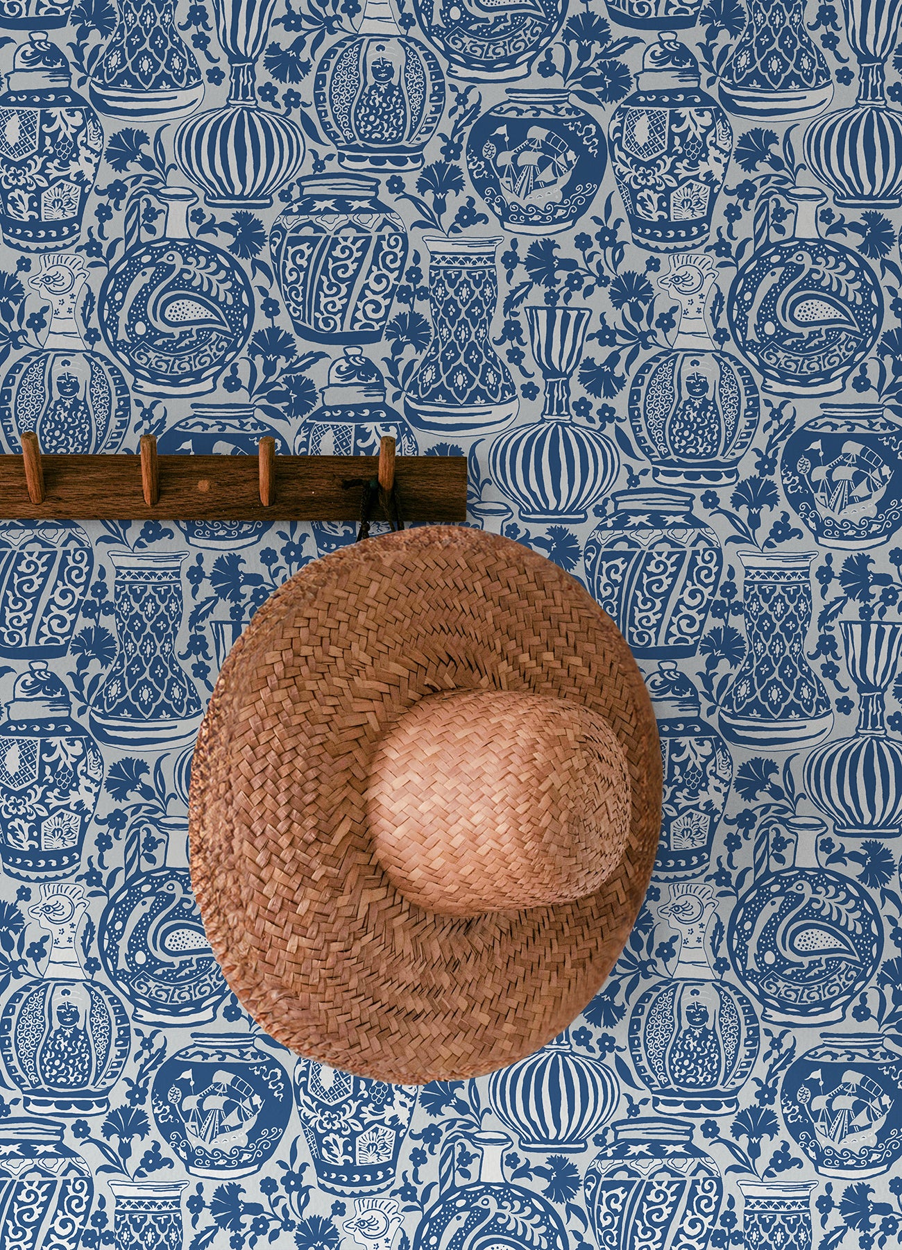 Delft Pottery P&S Wallpaper in a room setting