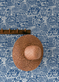 Delft Pottery P&S Wallpaper in a room setting