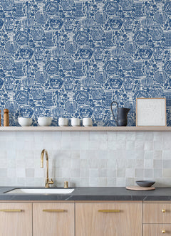 Delft Pottery P&S Wallpaper in a room setting