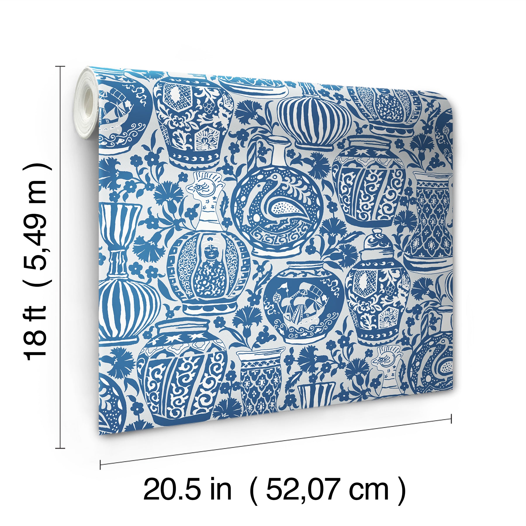 Delft Pottery P&S Wallpaper - dimensions