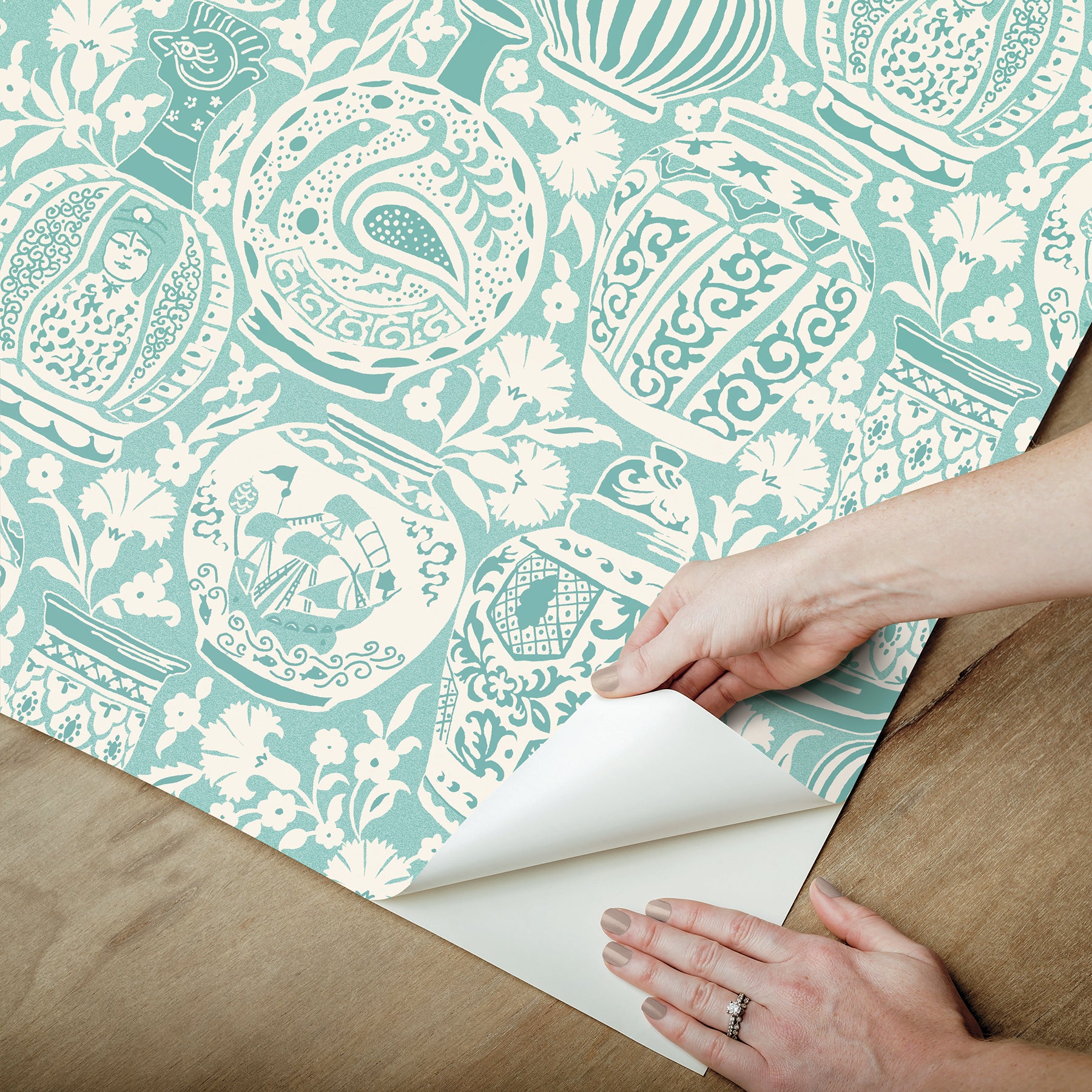 Delft Pottery Peel and Stick Wallpaper - how to peel