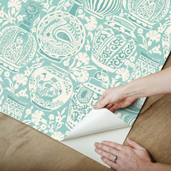 Delft Pottery Peel and Stick Wallpaper - how to peel