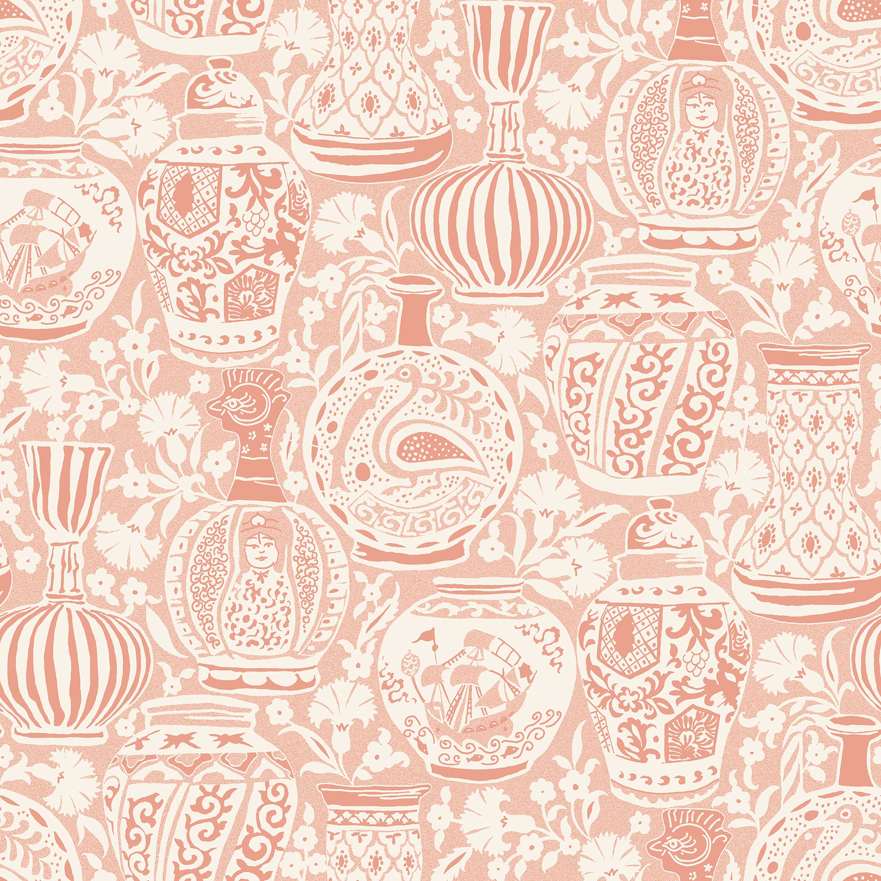 Delft Pottery Peach Peel and Stick Wallpaper by WallPops