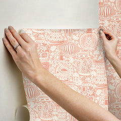 Delft Pottery Peach Peel and Stick Wallpaper - how to stick