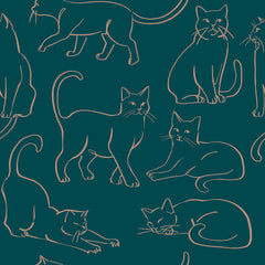 Cat Poses Emerald Peel and Stick Wallpaper by WallPops