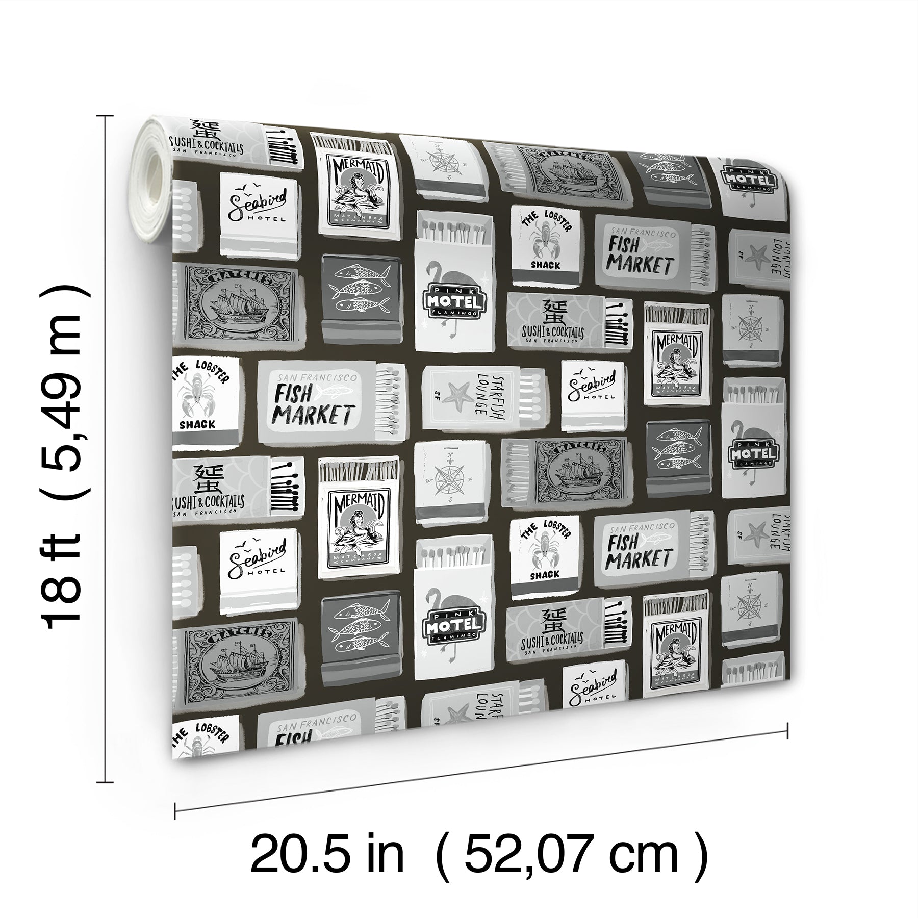 The Perfect Match Black Peel and Stick Wallpaper - dimensions