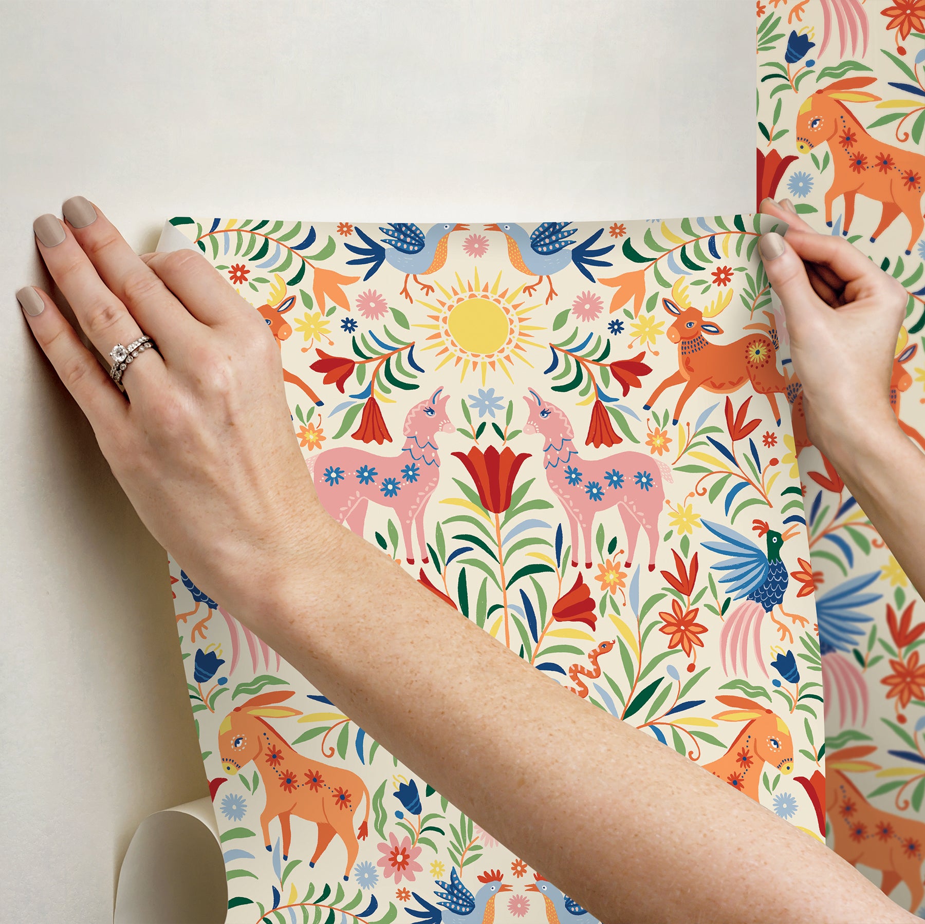 Whimsical Creatures Cream Peel and Stick Wallpaper - peel and stick