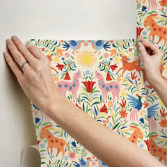 Whimsical Creatures Cream Peel and Stick Wallpaper - peel and stick