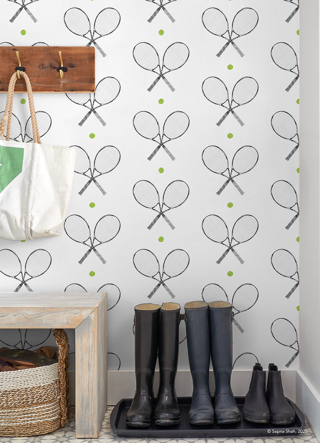 40 Love Black and White Peel and Stick Wallpaper in a room setting