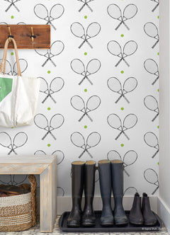 40 Love Black and White Peel and Stick Wallpaper in a room setting
