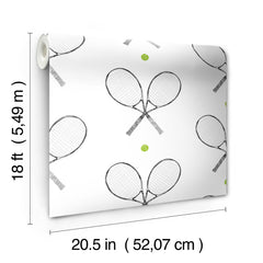 40 Love Black and White Peel and Stick Wallpaper - dimensions
