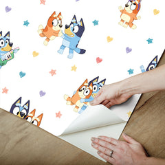 Bluey & Bingo Hearts Peel and Stick Wallpaper - how to peel