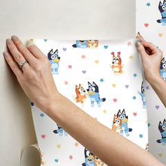 Bluey & Bingo Hearts Peel and Stick Wallpaper - how to stick