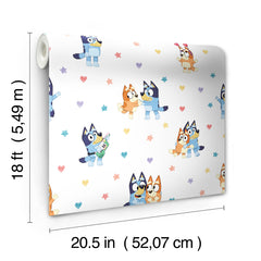 Bluey & Bingo Hearts Peel and Stick Wallpaper
