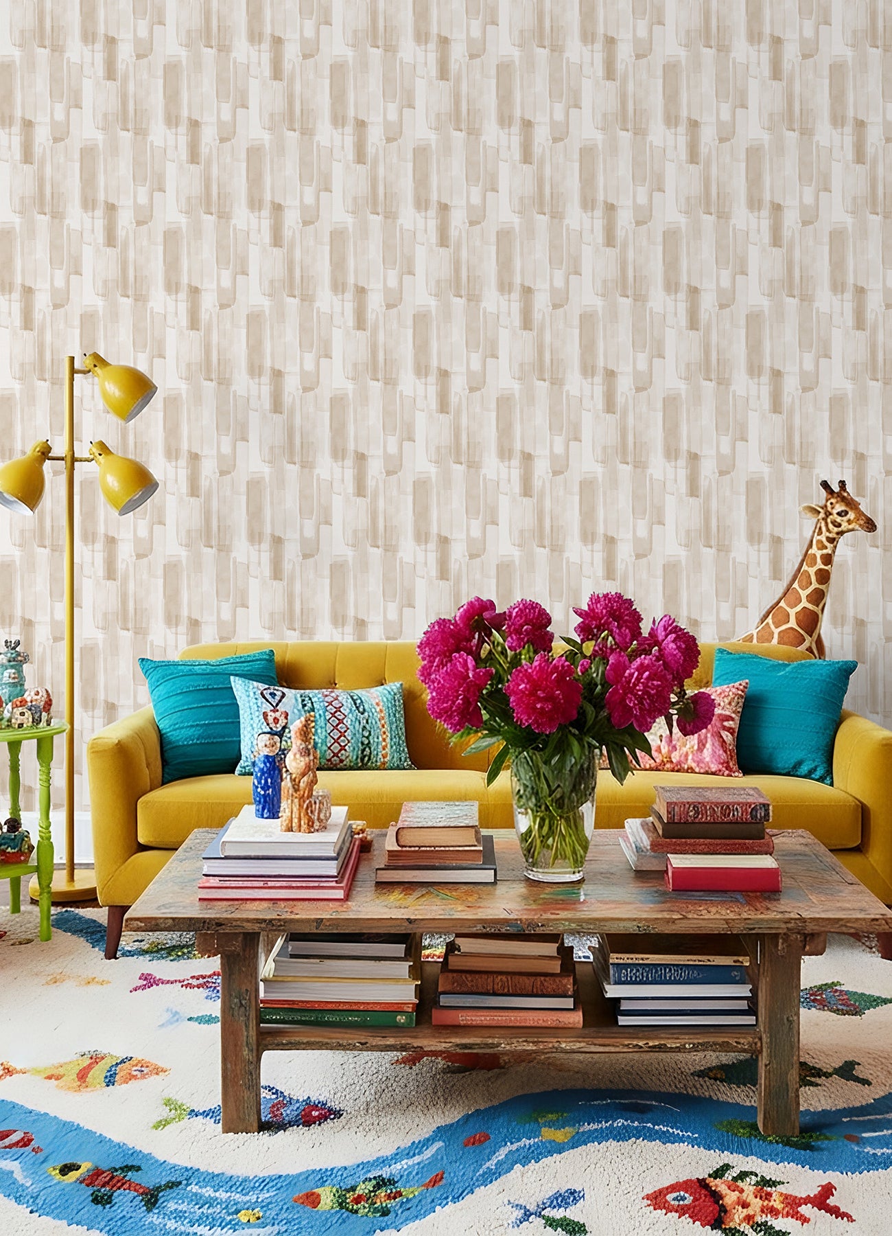 Watercolor Glass P&S Wallpaper in a room setting