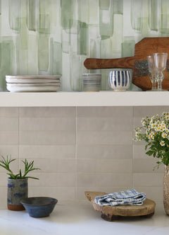 Watercolor Glass P&S Wallpaper in a room setting