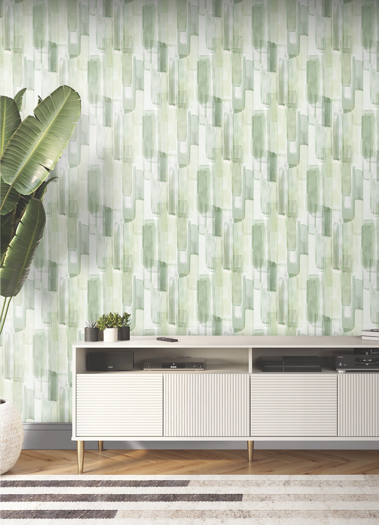 Watercolor Glass P&S Wallpaper in a room setting