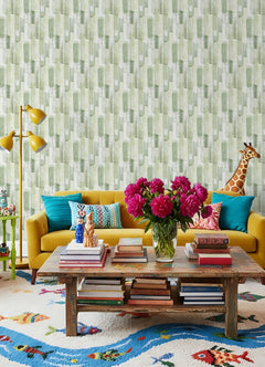 Watercolor Glass P&S Wallpaper in a room setting