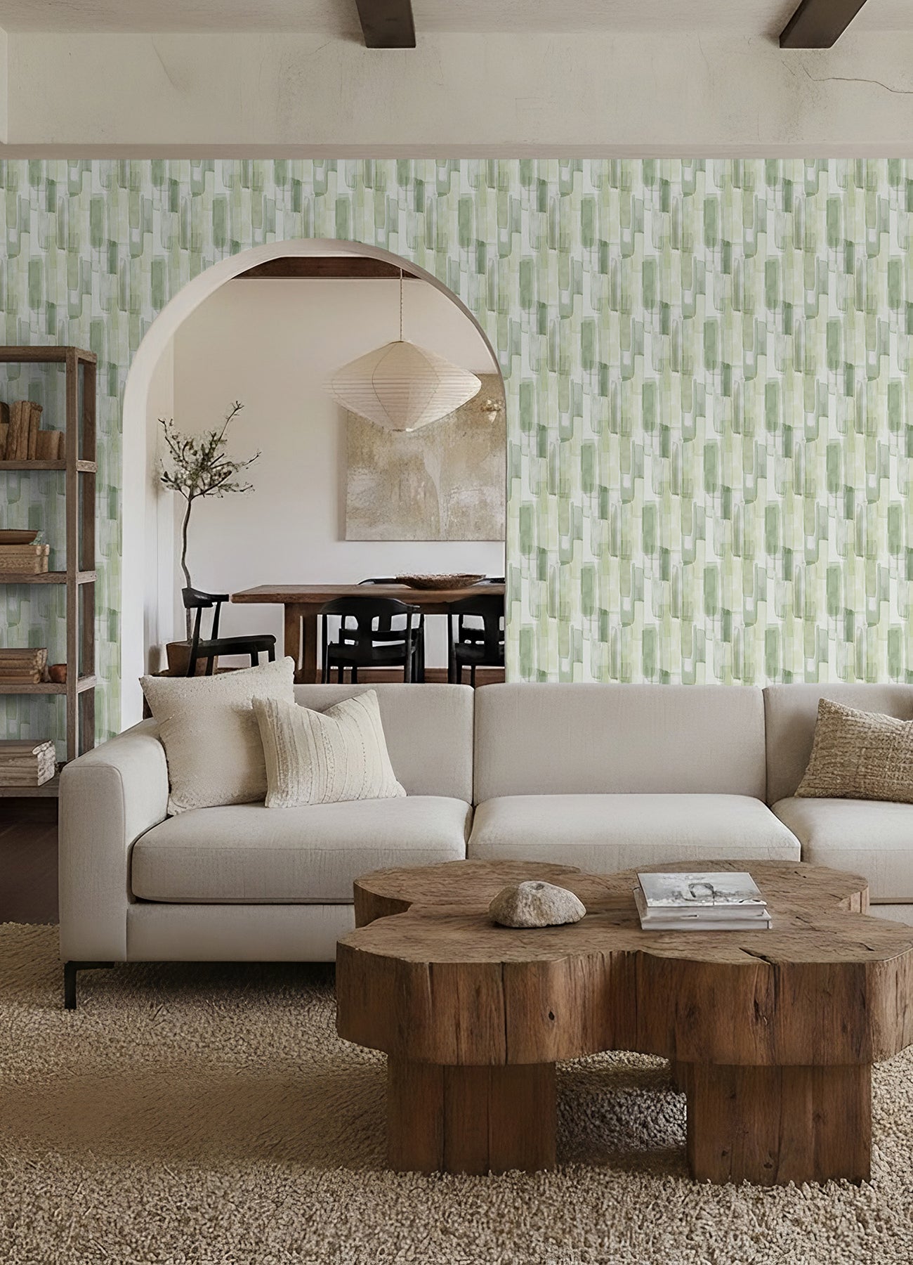 Watercolor Glass P&S Wallpaper in a room setting