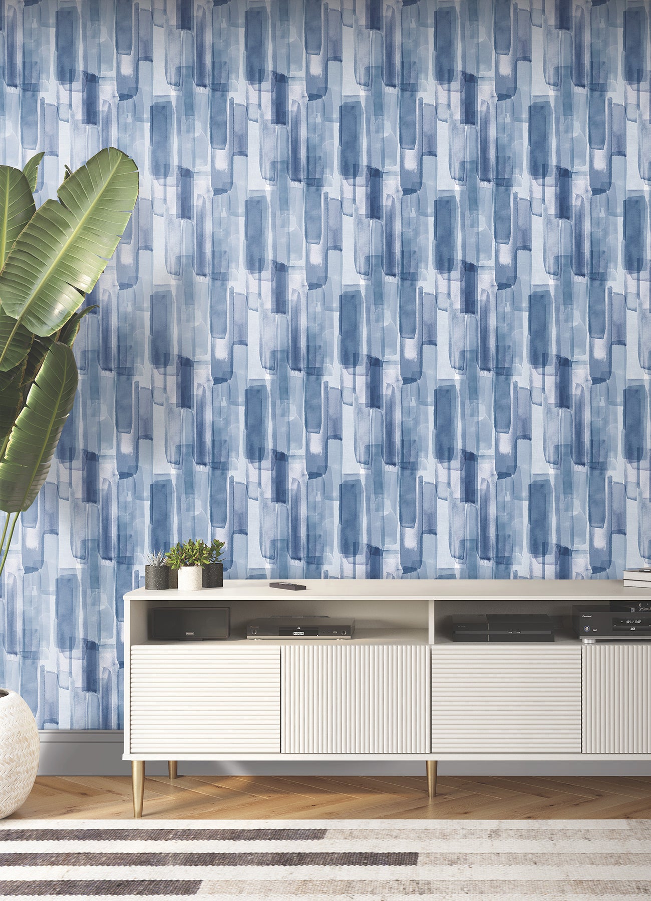 Watercolor Glass P&S Wallpaper in a room setting