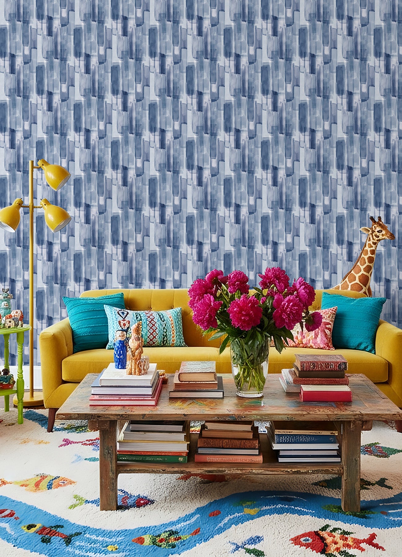 Watercolor Glass P&S Wallpaper in a room setting