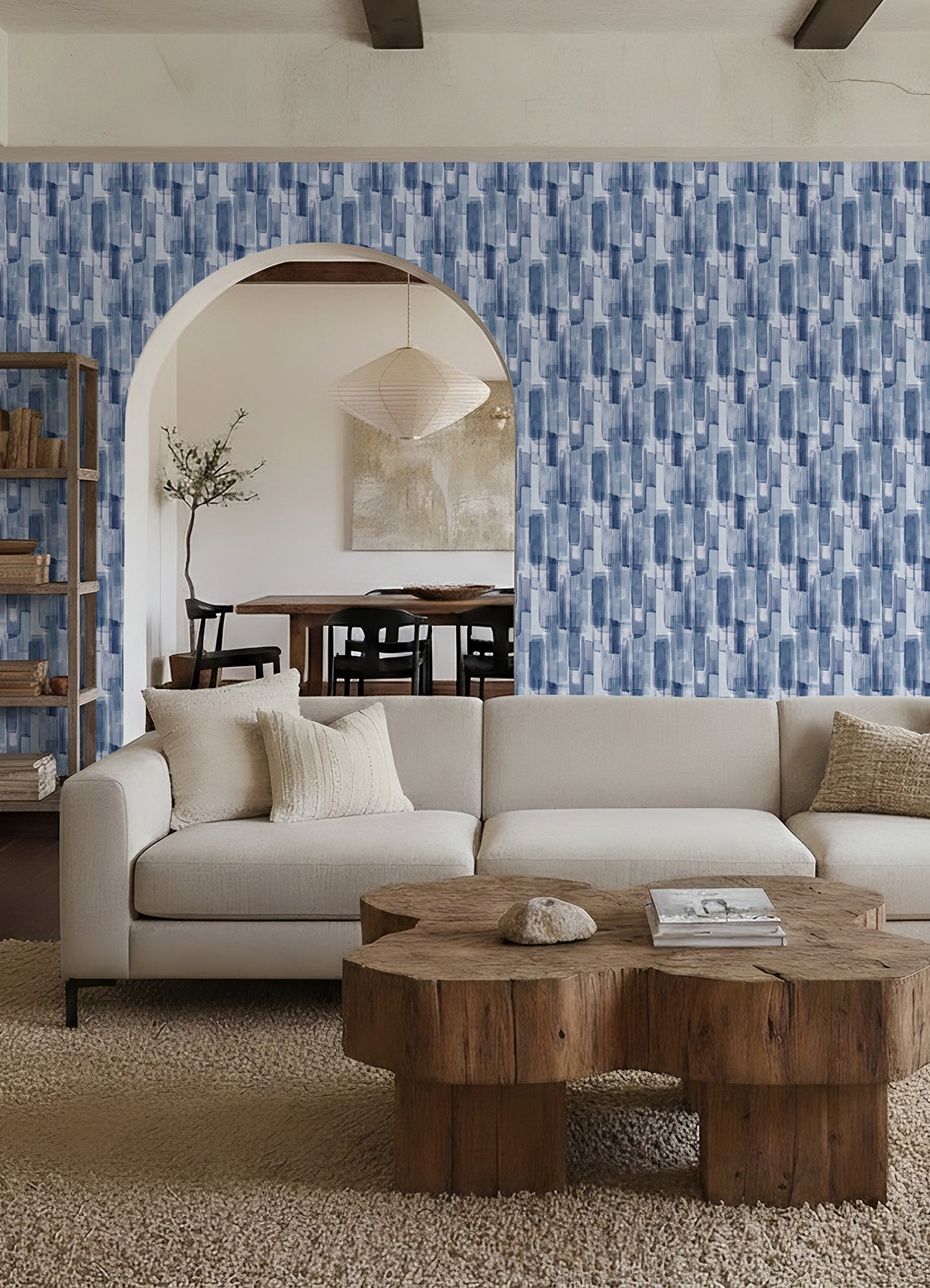 Watercolor Glass P&S Wallpaper in a room setting