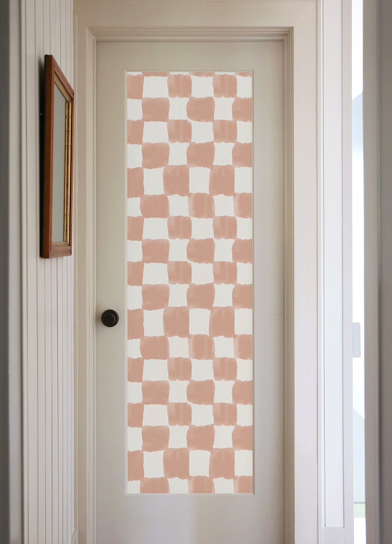 Tess Watercolor Checker P&S Wallpaper in a room setting