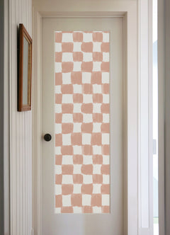 Tess Watercolor Checker P&S Wallpaper in a room setting