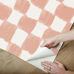 Tess Watercolor Checker P&S Wallpaper peel step