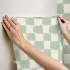 Tess Watercolor Checker P&S Wallpaper stick step