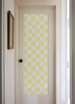 Tess Watercolor Checker P&S Wallpaper in a room setting
