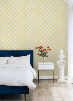 Tess Watercolor Checker P&S Wallpaper in a room setting