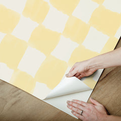 Tess Watercolor Checker P&S Wallpaper peel step