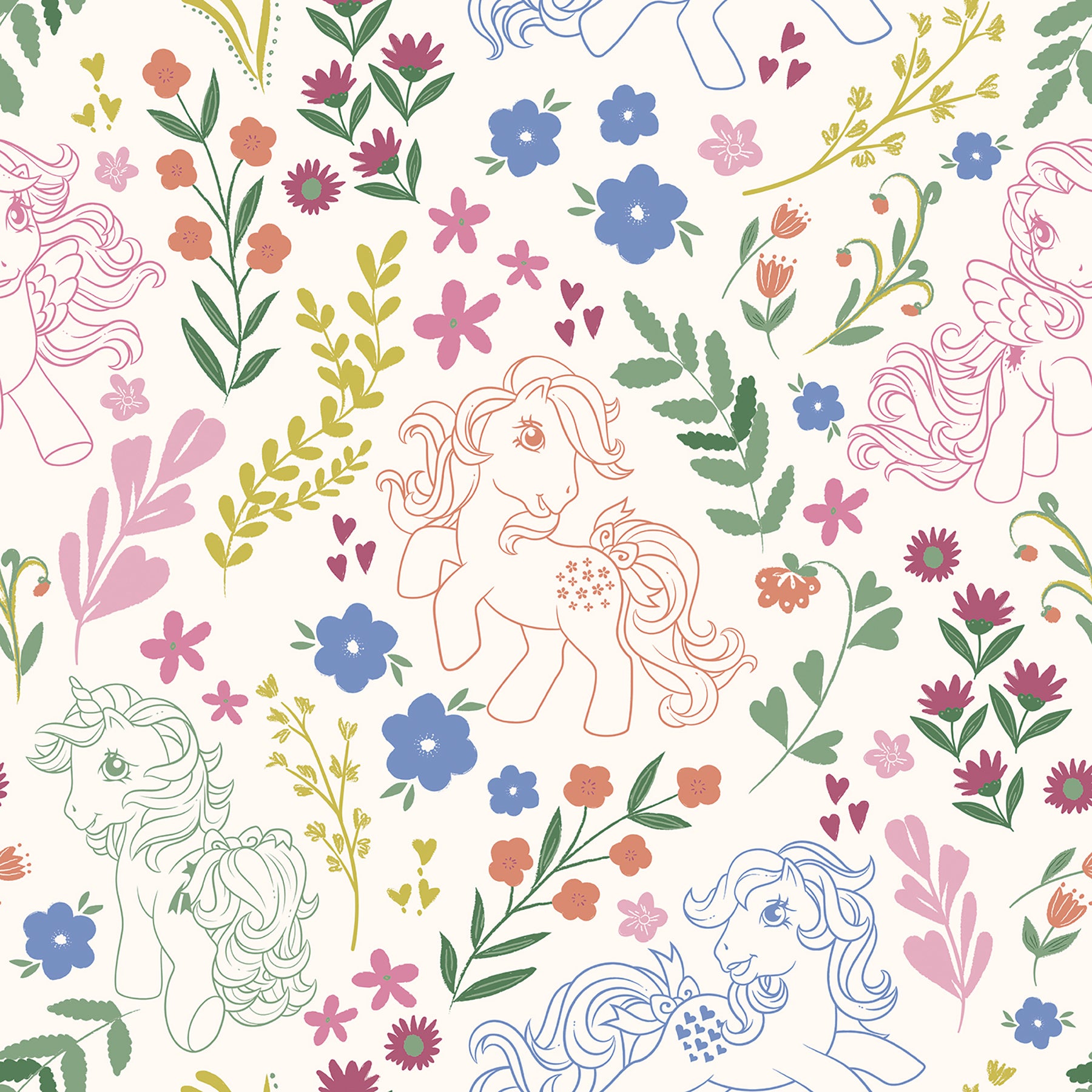 My Little Pony Retro Floral P&S Wallpaper by WallPops