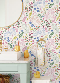 My Little Pony Retro Floral P&S Wallpaper in a room setting