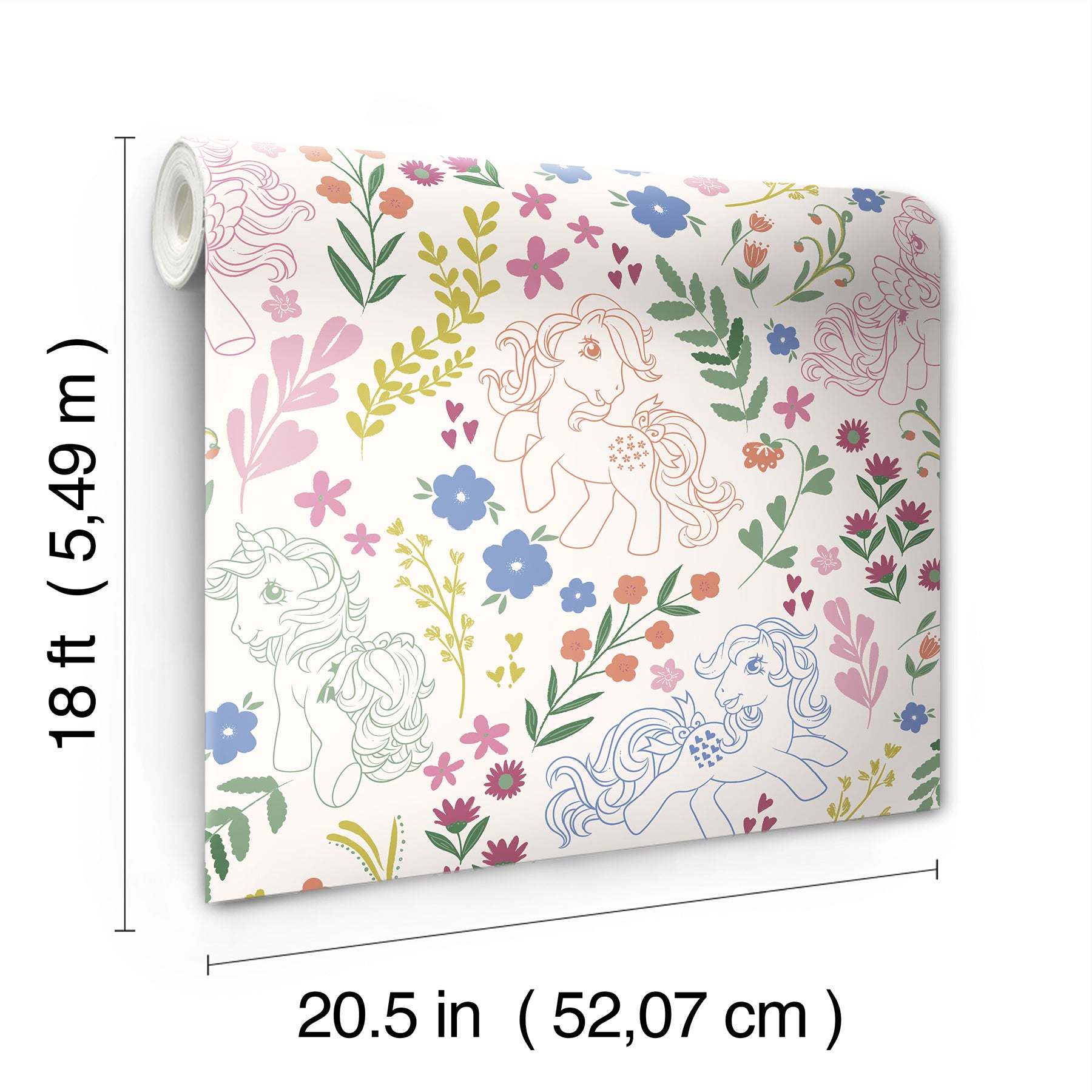 My Little Pony Retro Floral P&S Wallpaper - dimensions