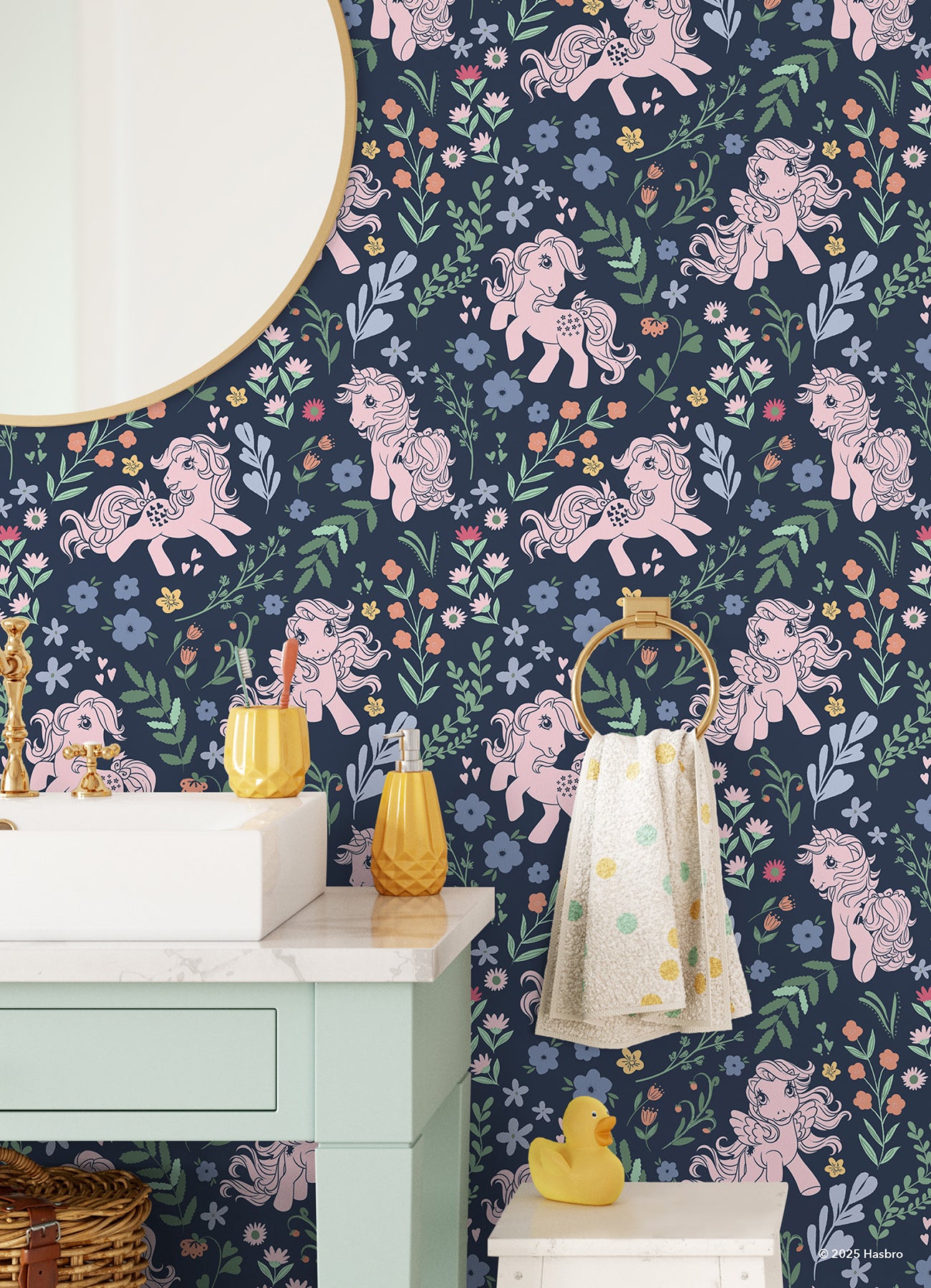 My Little Pony Retro Floral P&S Wallpaper in a room setting