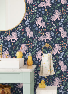 My Little Pony Retro Floral P&S Wallpaper in a room setting