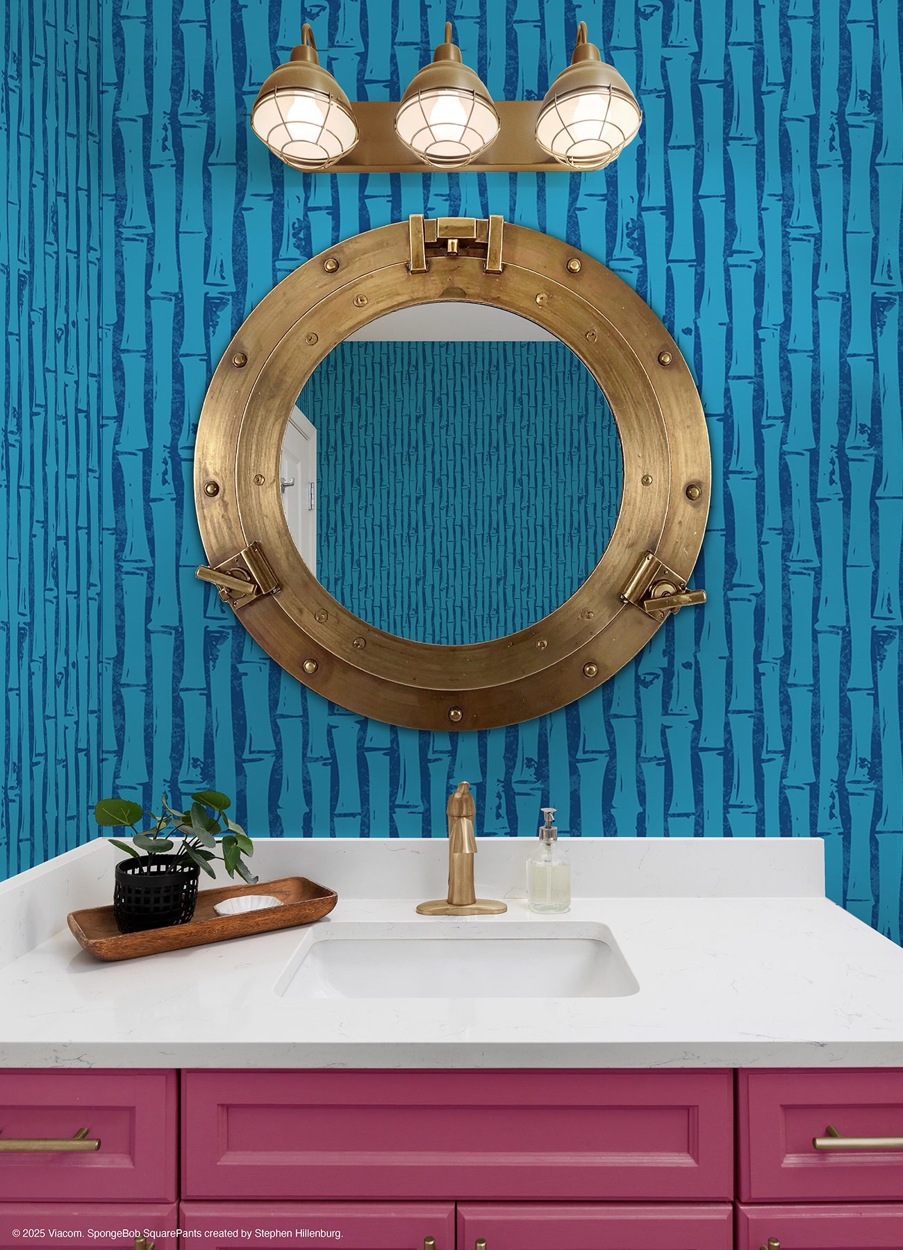 SpongeBob SquarePants Bamboo P&S Wallpaper in a room setting