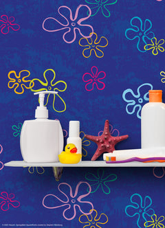 SpongeBob SquarePants Floral P&S Wallpaper in a room setting
