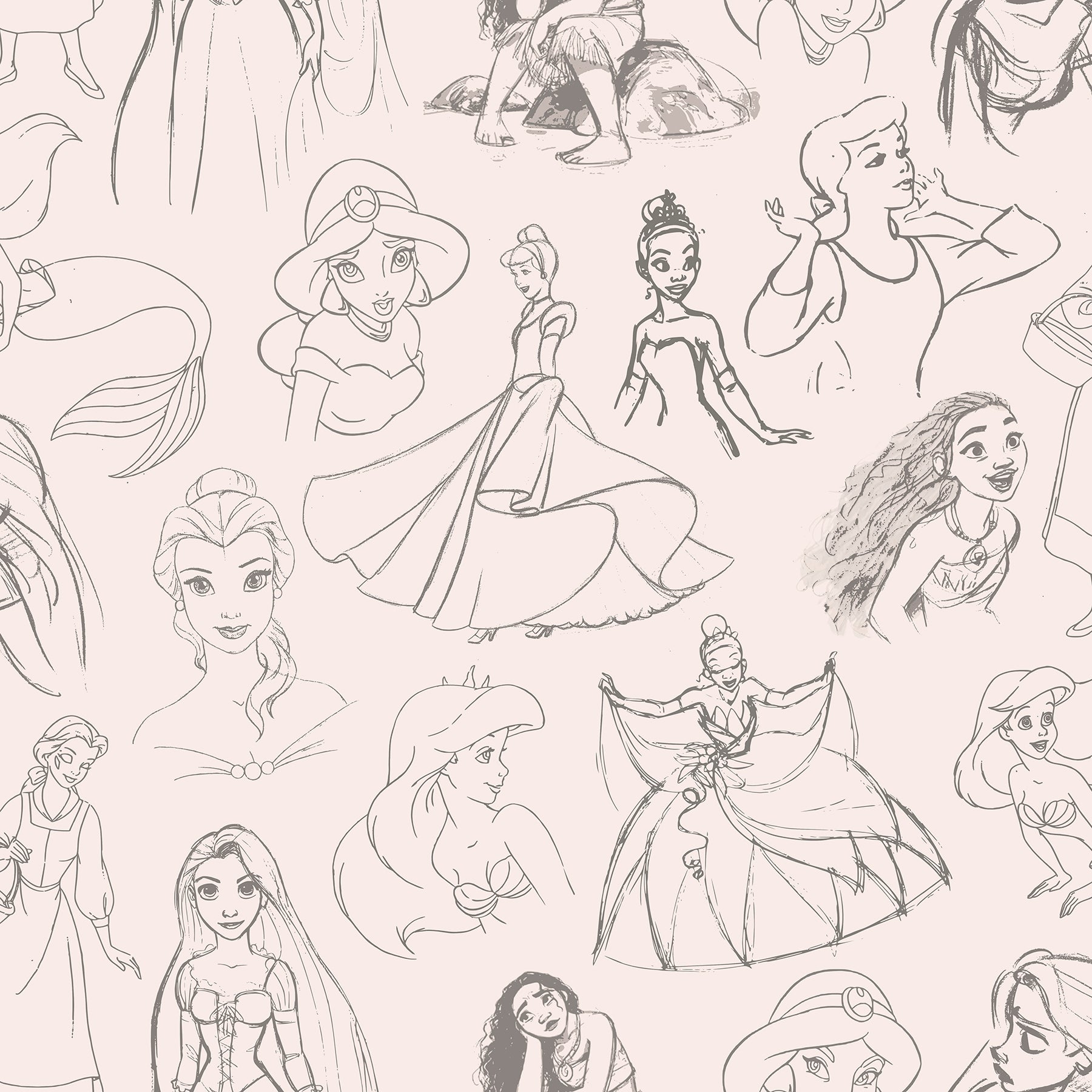 Disney Princess Sketches P&S Wallpaper by WallPops
