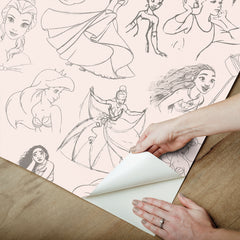Disney Princess Sketches P&S Wallpaper - how to peel